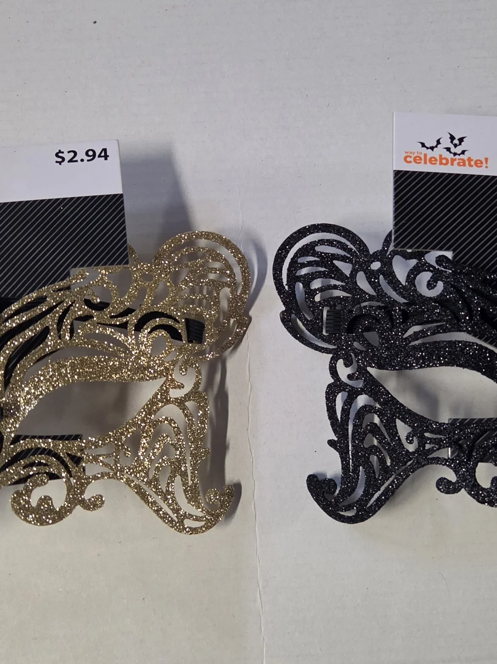 Celebrate! Glitter Filigree Masquerade Face Mask - Gold or Black